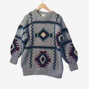 Susan G handknit 100% wool shetland sweater size M